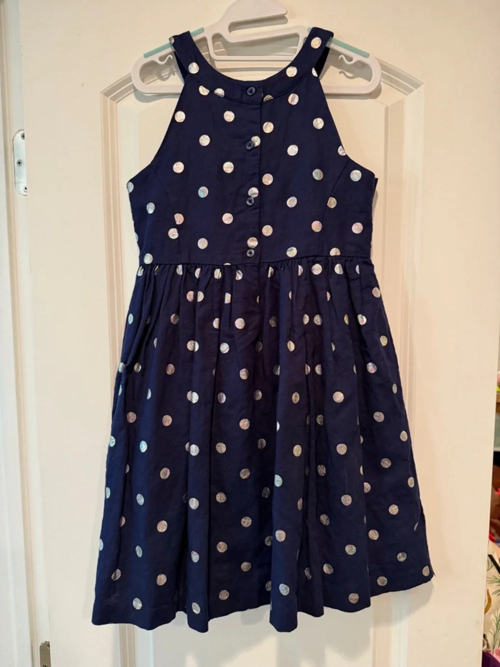 Gymboree Navy Blue Metallic Polka Dot Fit-and-Flare Dress - Sz 8